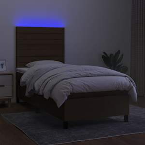 Box spring postel s matrací a LED tmavě hnědá 80x200 cm textil - obrázek 4