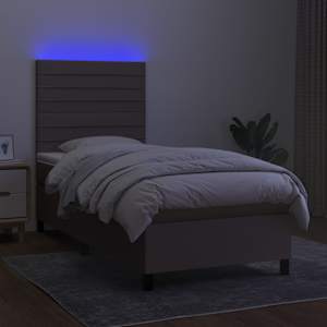 Box spring postelja z vzmetnico LED taupe 80x200 cm blago - slika 4