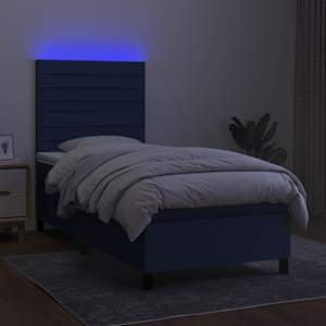 Box spring postel s matrací a LED modrá 80 x 200 cm textil - obrázek 4