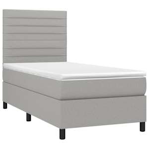 Box spring postel s matrací a LED světle šedá 90x190 cm textil - obrázek 3