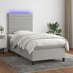 Box spring postelja z vzmetnico LED svetlo siva 90x190 cm blago