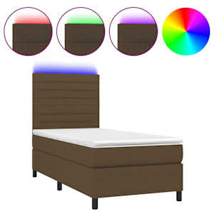 Box spring postel s matrací a LED tmavě hnědá 90x190 cm textil - obrázek 2
