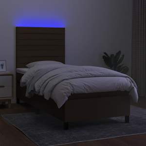 Box spring postel s matrací a LED tmavě hnědá 90x190 cm textil - obrázek 4