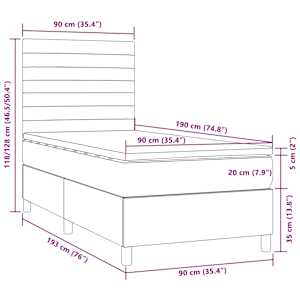 Box spring postel s matrací a LED taupe 90x190 cm textil - obrázek 8