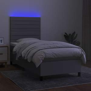 Box spring postel s matrací a LED světle šedá 100x200 cm textil - obrázek 4