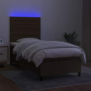 Box spring postel s matrací a LED tmavě hnědá 100x200 cm textil - obrázek 4