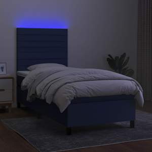 Box spring postel s matrací a LED modrá 100x200 cm textil - obrázek 4
