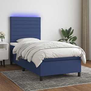 Box spring postel s matrací a LED modrá 100x200 cm textil