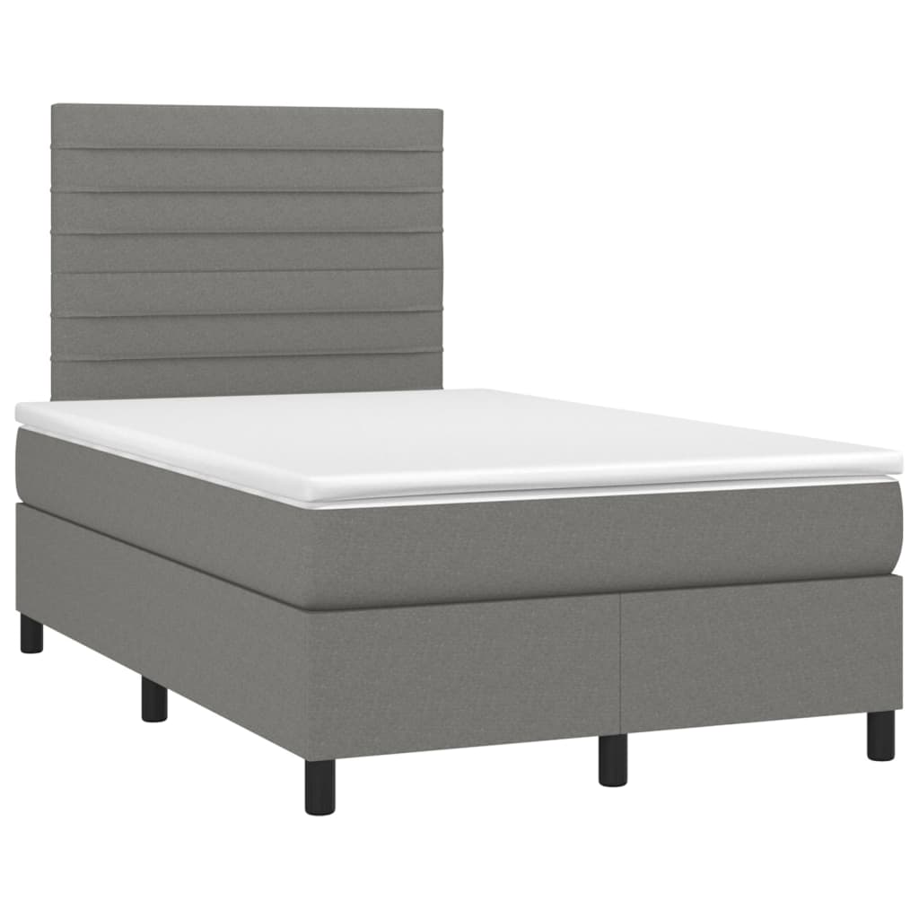 vidaXL Boxspring met matras en LED stof donkergrijs 120x200 cm afbeelding