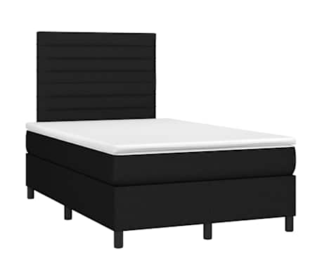 vidaXL Box Spring Bed with Mattress&LED Black 120x200 cm Fabric