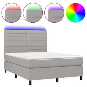 Box spring postel s matrací a LED světle šedá 140x190 cm textil - obrázek 2
