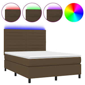 Box spring postel s matrací a LED tmavě hnědá 140x190 cm textil - obrázek 2