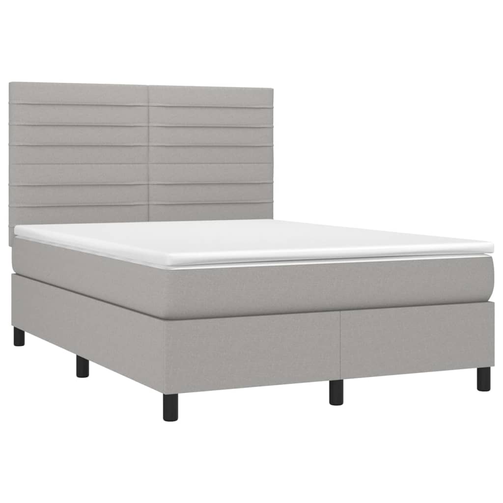Thumbnail - vidaXL Boxspringbett mit Matratze & LED Hellgrau 140x200 cm Stoff