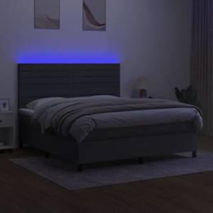 Box spring postel s matrací a LED tmavě šedá 160x200 cm textil - obrázek 4