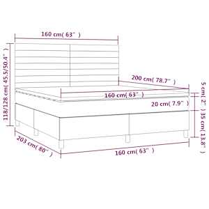 Box spring postel s matrací a LED tmavě hnědá 160x200 cm textil - obrázek 8
