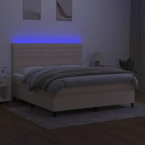 Box spring postel s matrací a LED krémová 160x200 cm textil - obrázek 4