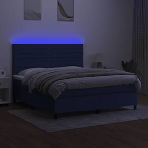 Box spring postel s matrací a LED modrá 160x200 cm textil - obrázek 4