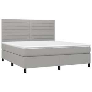 Box spring postel s matrací a LED světle šedá 180x200 cm textil - obrázek 3