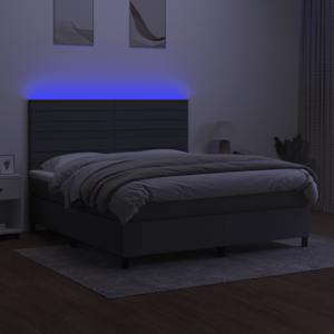 Box spring postel s matrací a LED tmavě šedá 180x200 cm textil - obrázek 4