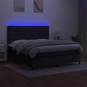 Box spring postel s matrací a LED černá 180x200 cm textil - obrázek 4