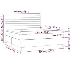 Box spring postel s matrací a LED černá 180x200 cm textil - obrázek 8