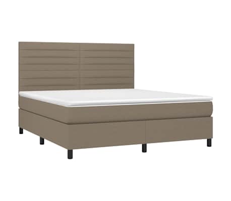 vidaXL Cama box spring colch&atilde;o/LED 180x200cm tecido cinza-acastanhado