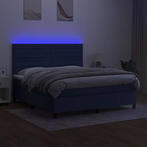 Box spring postel s matrací a LED modrá 180x200 cm textil - obrázek 4