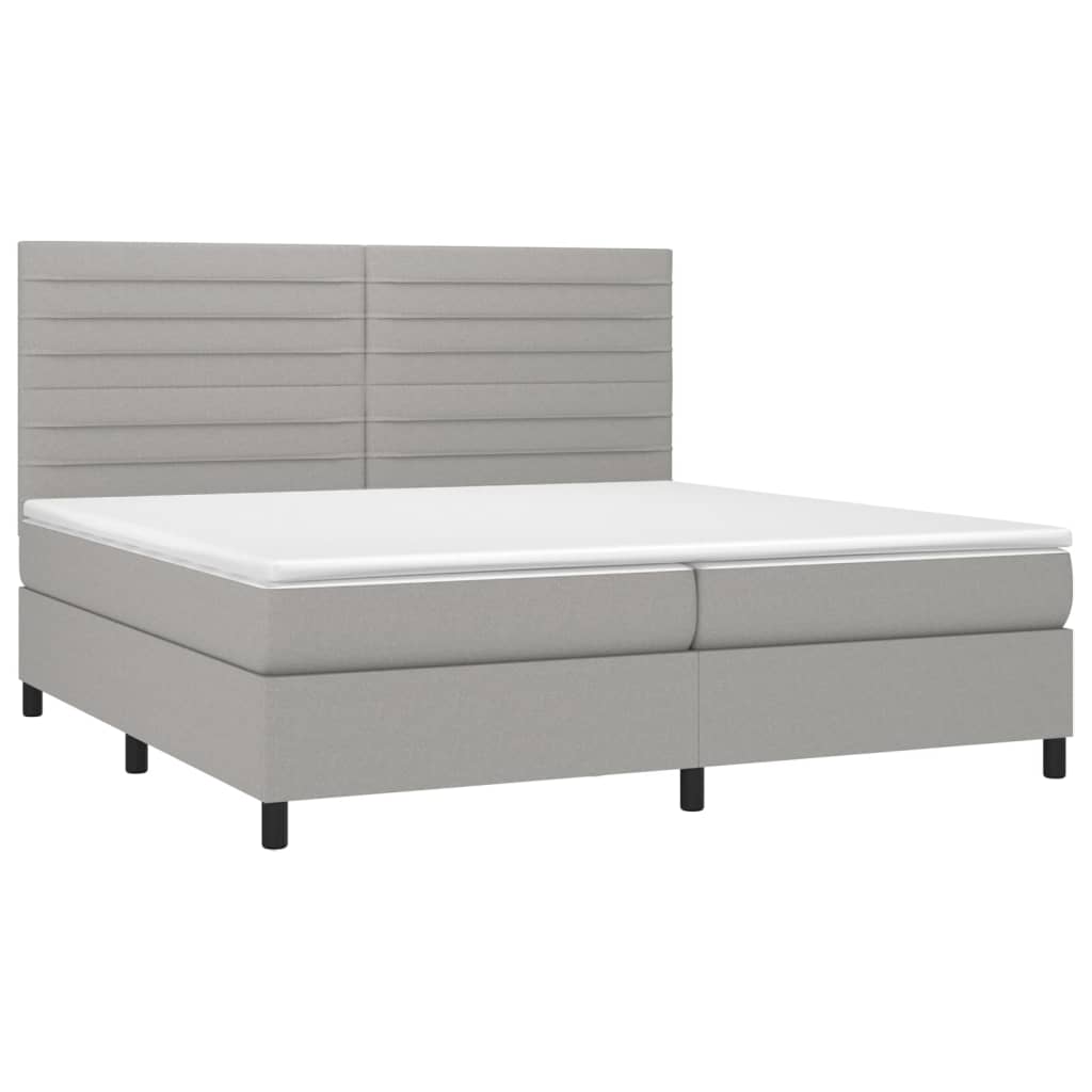 Thumbnail - vidaXL Boxspringbett mit Matratze & LED Hellgrau 200x200 cm Stoff