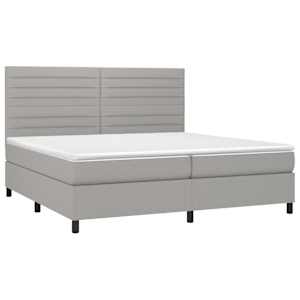 Box spring postel s matrací a LED světle šedá 200x200 cm textil - obrázek 3