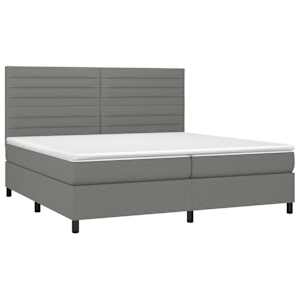 Box spring postel s matrací a LED tmavě šedá 200x200 cm textil - obrázek 3