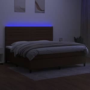 Box spring postel s matrací a LED tmavě hnědá 200x200 cm textil - obrázek 4