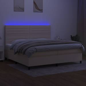 Box spring postel s matrací a LED krémová 200x200 cm textil - obrázek 4