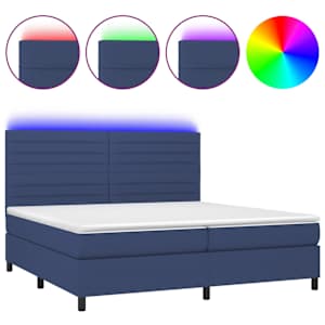 Box spring postel s matrací a LED modrá 200x200 cm textil - obrázek 2