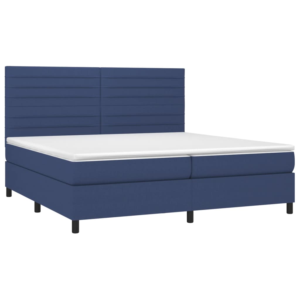Thumbnail - vidaXL Boxspringbett mit Matratze & LED Blau 200x200 cm Stoff