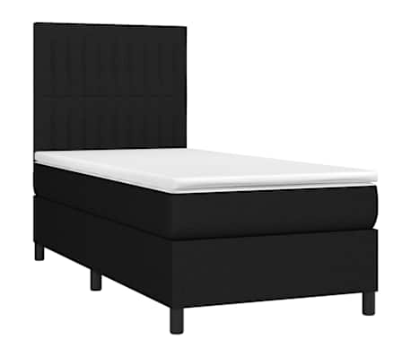 vidaXL Sommier &agrave; lattes de lit avec matelas et LED Noir 80x200cm Tissu