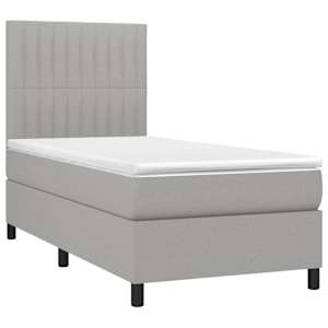 Box spring postel s matrací a LED světle šedá 90x190 cm textil - obrázek 3