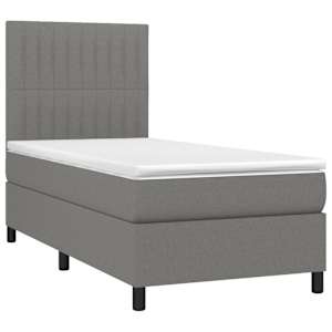 Box spring postel s matrací a LED tmavě šedá 90x190 cm textil - obrázek 3