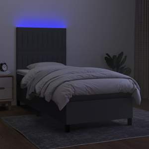 Box spring postel s matrací a LED tmavě šedá 90x190 cm textil - obrázek 4