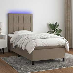 Box spring postel s matrací a LED taupe 90x190 cm textil - obrázek 1