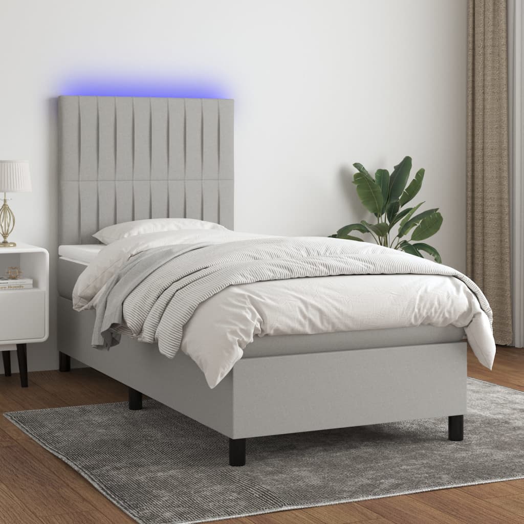  ΚΡΕΒΑΤΙ BOXSPRING ΜΕ ΣΤΡΩΜΑ & LED ΑΝ.ΓΚΡΙ 90X200 ΕΚ. ΥΦΑΣΜΑΤΙΝΟ V-3135005