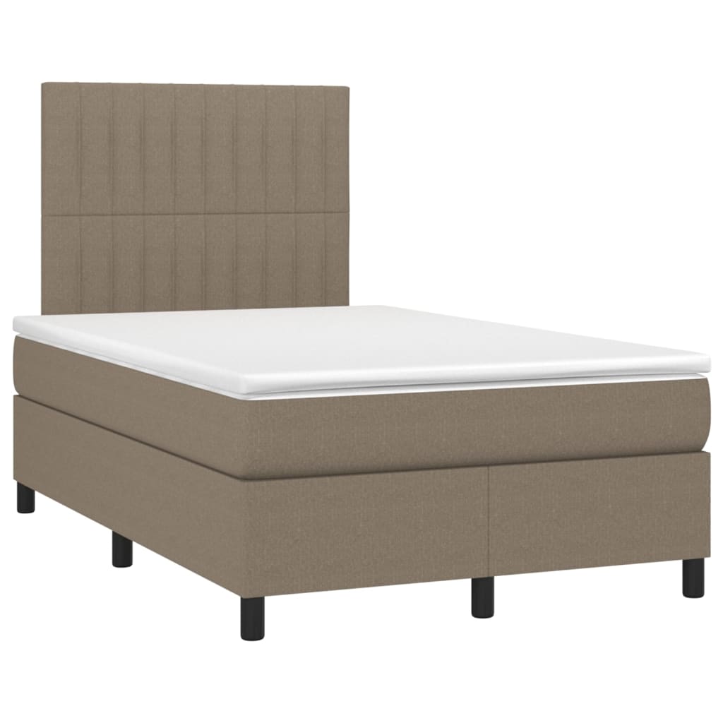 vidaXL Boxspring met matras en LED stof taupe 120x200 cm afbeelding