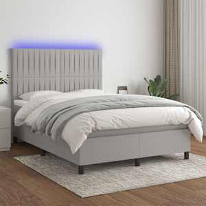 Box spring postel s matrací a LED světle šedá 140x190 cm textil - obrázek 1