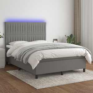 Box spring postel s matrací a LED tmavě šedá 140x190 cm textil - obrázek 1