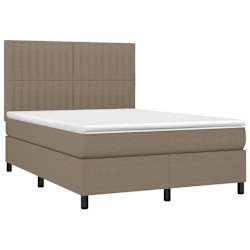 vidaXL Rams&auml;ng med madrass & LED taupe 140x190 cm tyg