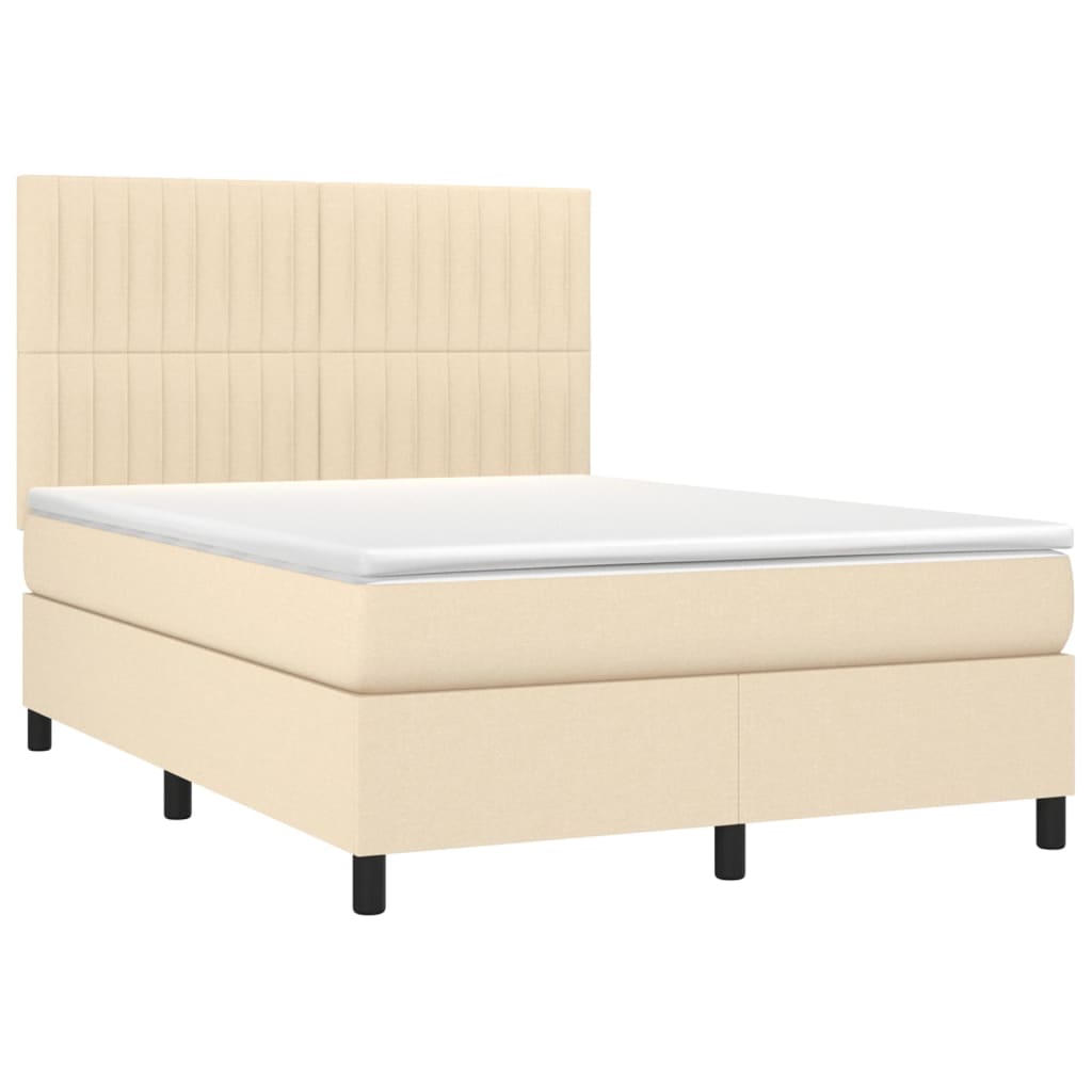 Thumbnail - vidaXL Boxspringbett mit Matratze & LED Creme 140x200 cm Stoff
