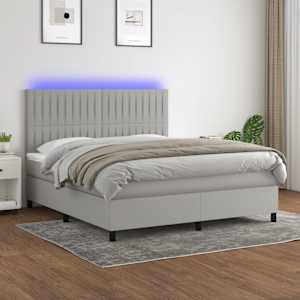 Box spring postel s matrací a LED světle šedá 160x200 cm textil - obrázek 1