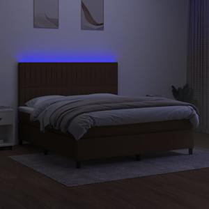 Box spring postel s matrací a LED tmavě hnědá 160x200 cm textil - obrázek 4