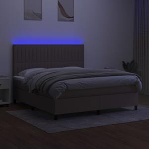 Box spring postel s matrací a LED taupe 160x200 cm textil - obrázek 4