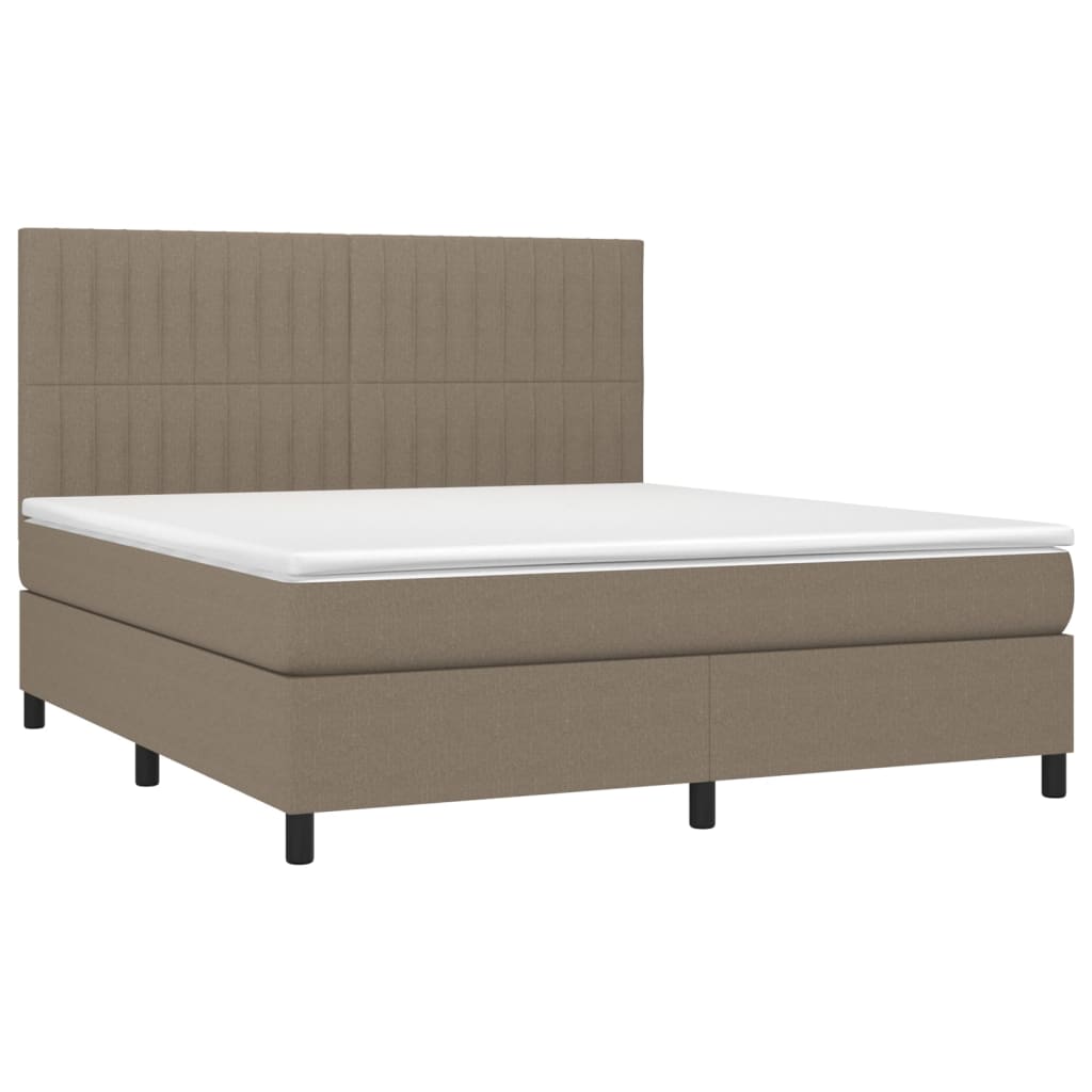 vidaXL Boxspring met matras en LED stof taupe 180x200 cm afbeelding