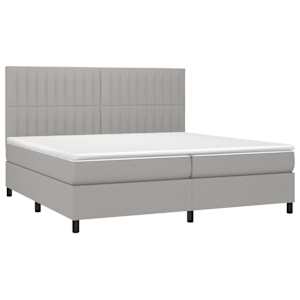 Box spring postel s matrací a LED světle šedá 200x200 cm textil - obrázek 3